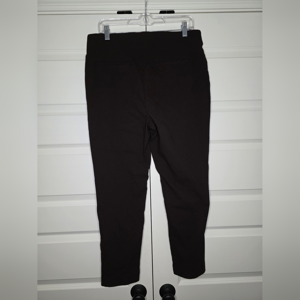 Chico's Womens Size 2 (L/12) Burgundy Black Ankle Pants Elastic Waist - Picture 2 of 15